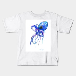 Blue Beautiful Octopus Kids T-Shirt